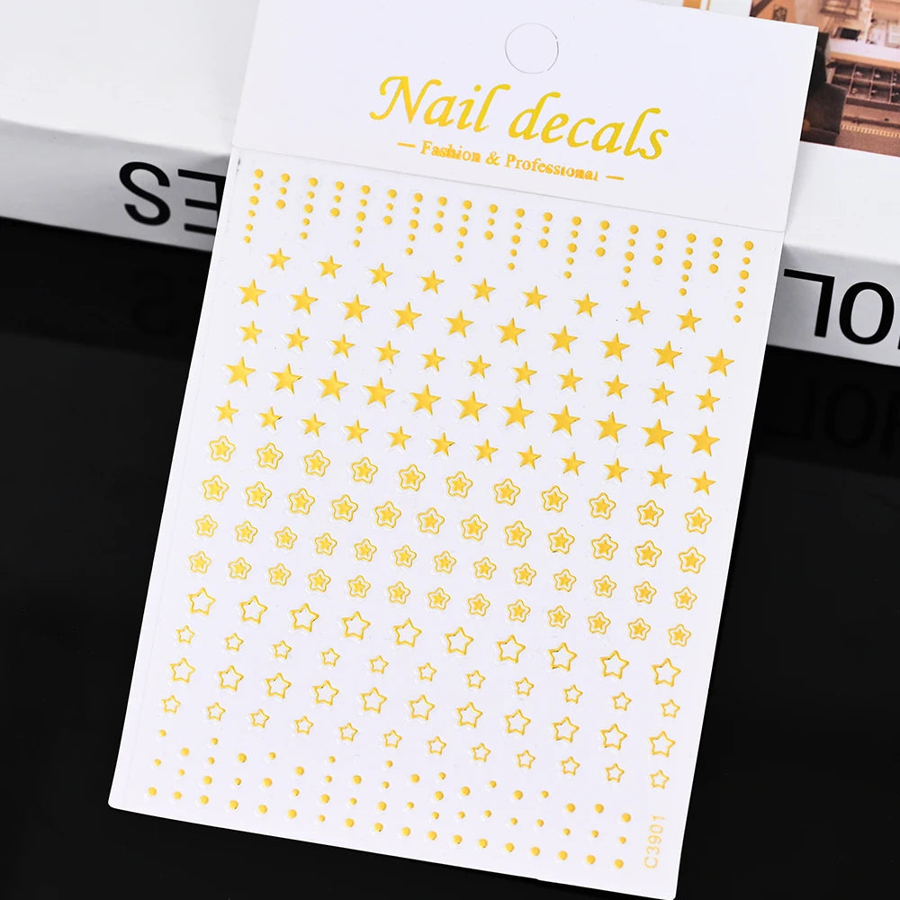 1pcs Star-Themed 3D Glitter Nail Stickers – Anime Rectangle DIY Nail Art Decals