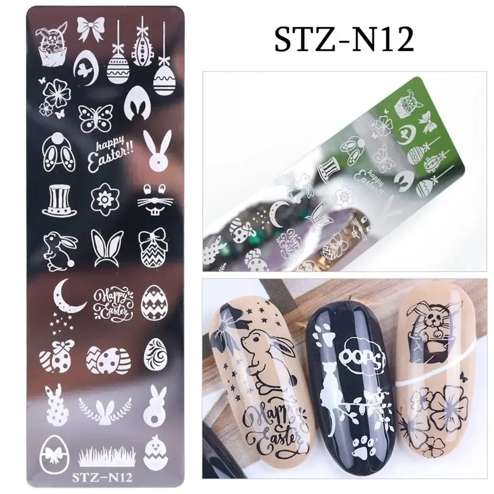 Assorted Nail Stamping Plates - Butterfly, Flower, Geometry