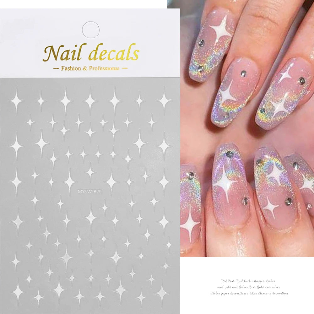 1pcs Star-Themed 3D Glitter Nail Stickers – Anime Rectangle DIY Nail Art Decals