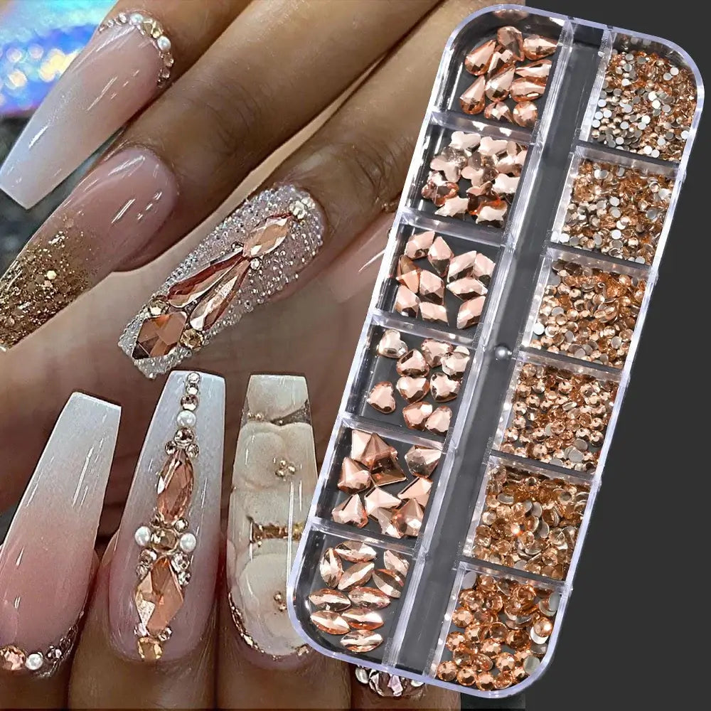 Crystal Nail Rhinestones 12 Grid - Mixed Shapes & Sizes