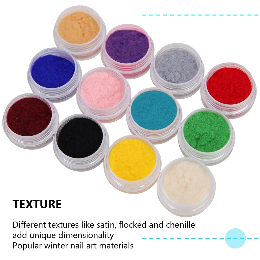 Velvet Flocking Powder – 12 Color Nail Art Set