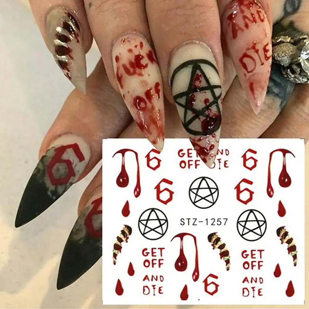 Halloween Water Decals Nail Stickers – Mummy, Ghost, Spider & Web