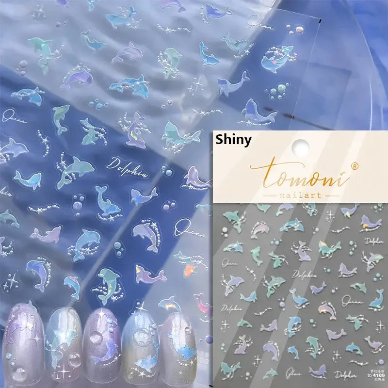 Cute Dolphin & Goldfish Jelly Nail Stickers