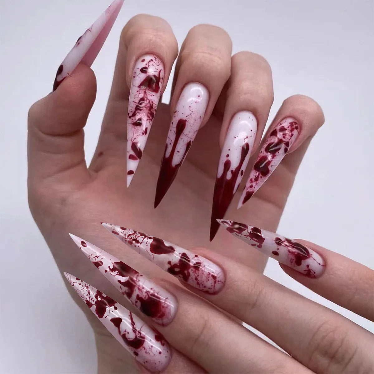 Halloween Spider & Skull False Nails – Purple Halo Press-On Nail Set with Glue