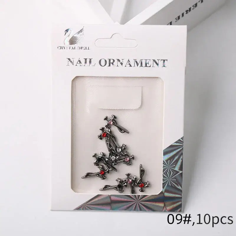 Halloween 3D Nail Charms – Cross Rhinestone Alloy Set