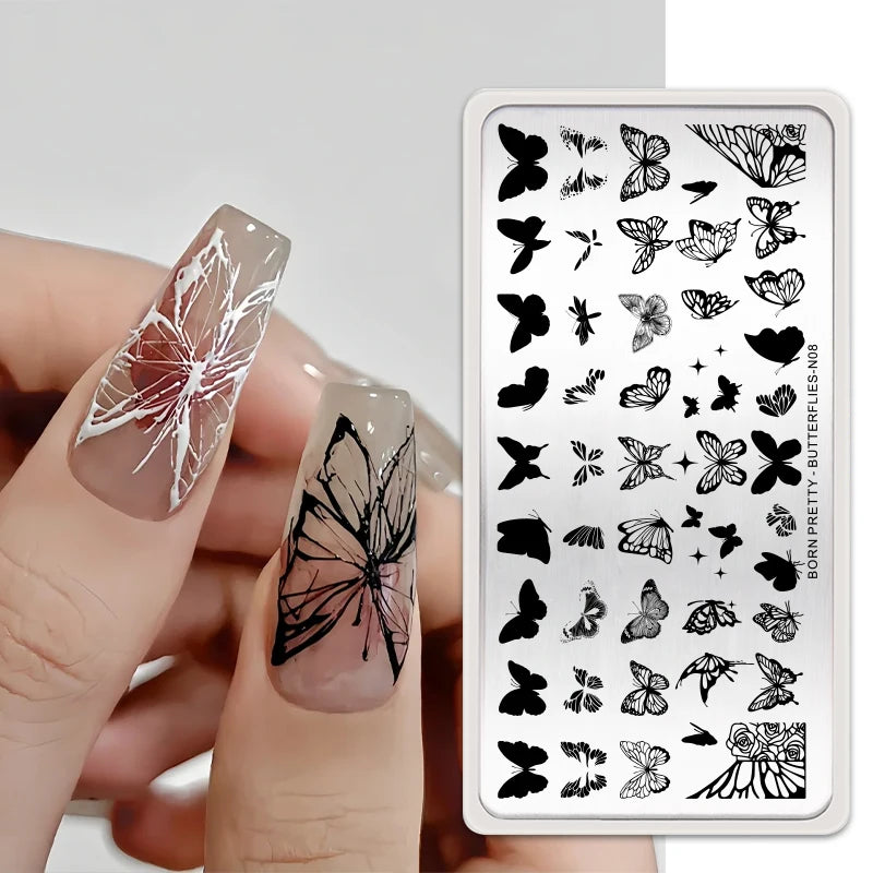 BORN PRETTY Nail Stamping Plates – Butterfly, Lace, Floral