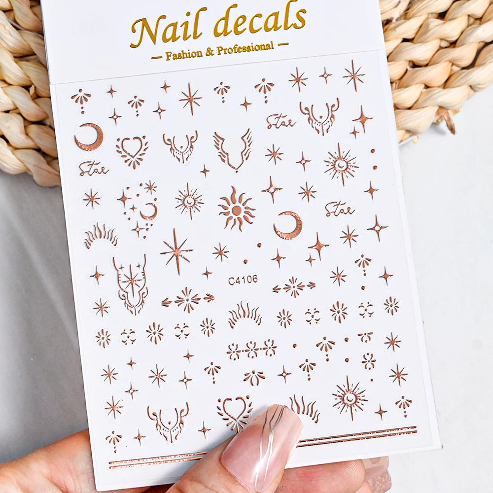 1pcs Star-Themed 3D Glitter Nail Stickers – Anime Rectangle DIY Nail Art Decals