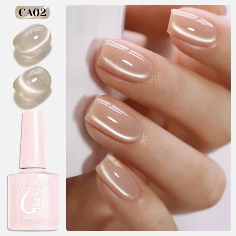 NICOLE DIARY Jelly Pink Cat Magnetic Gel Nail Polish 10mL