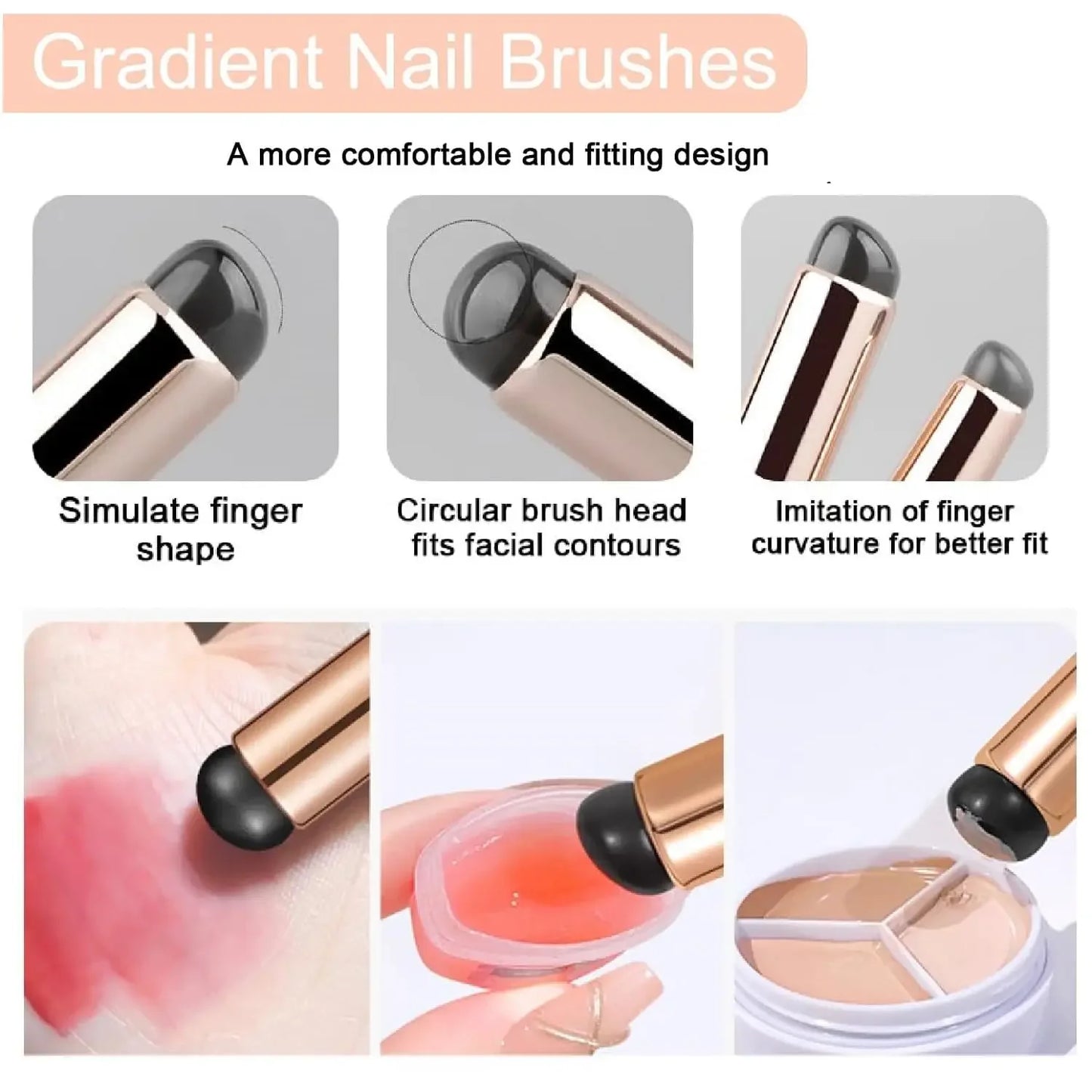 Nail Art Brush Set – Liner & Gradient Silicone Tools