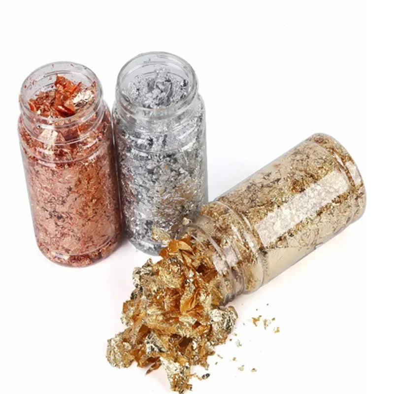 Gold Flakes Nails – Metallic Leaf for Resin, Nail Art