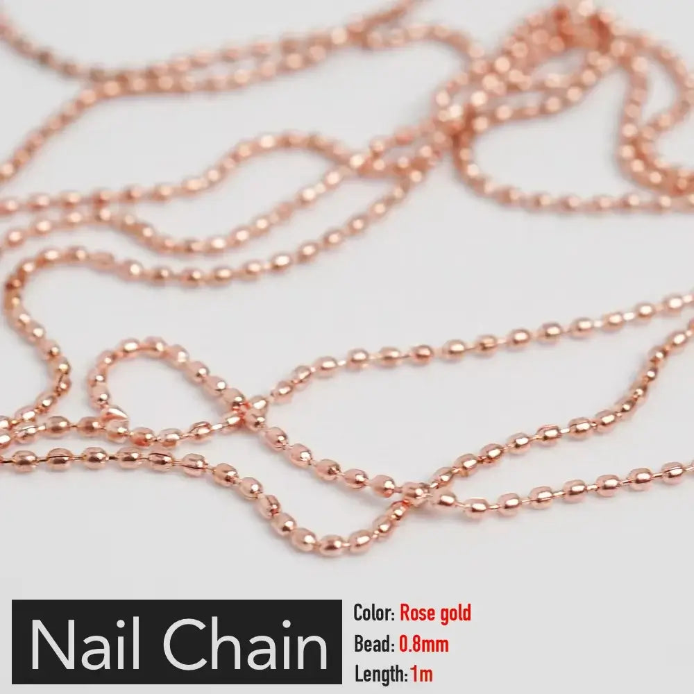 Nail Chain with Rose Gold & Silver Pixie Stone Beads