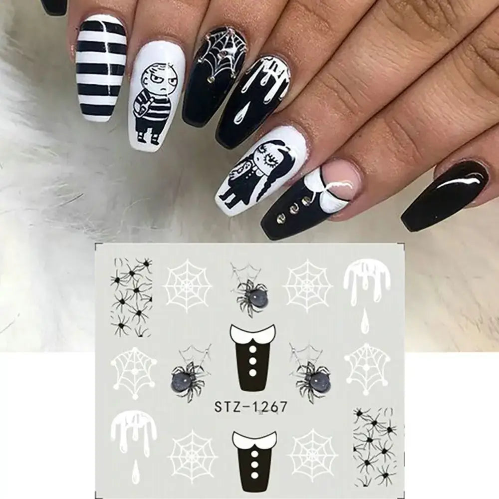 Halloween Water Decals Nail Stickers – Mummy, Ghost, Spider & Web