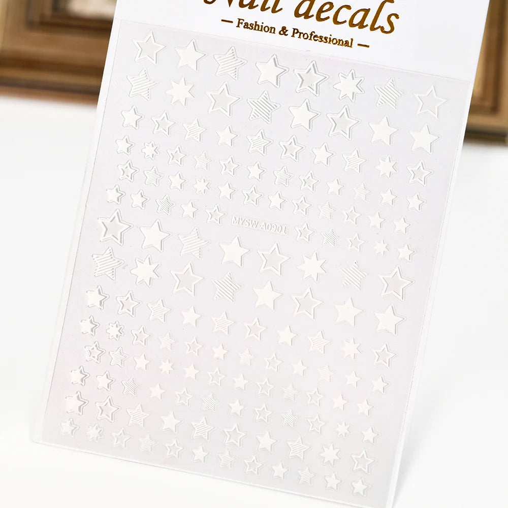 1pcs Star-Themed 3D Glitter Nail Stickers – Anime Rectangle DIY Nail Art Decals