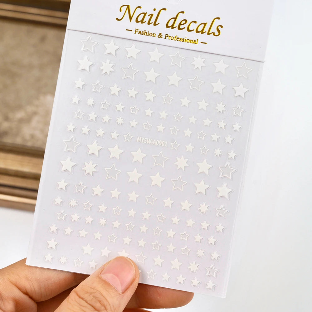 1pcs Star-Themed 3D Glitter Nail Stickers – Anime Rectangle DIY Nail Art Decals