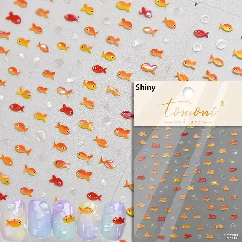 Cute Dolphin & Goldfish Jelly Nail Stickers