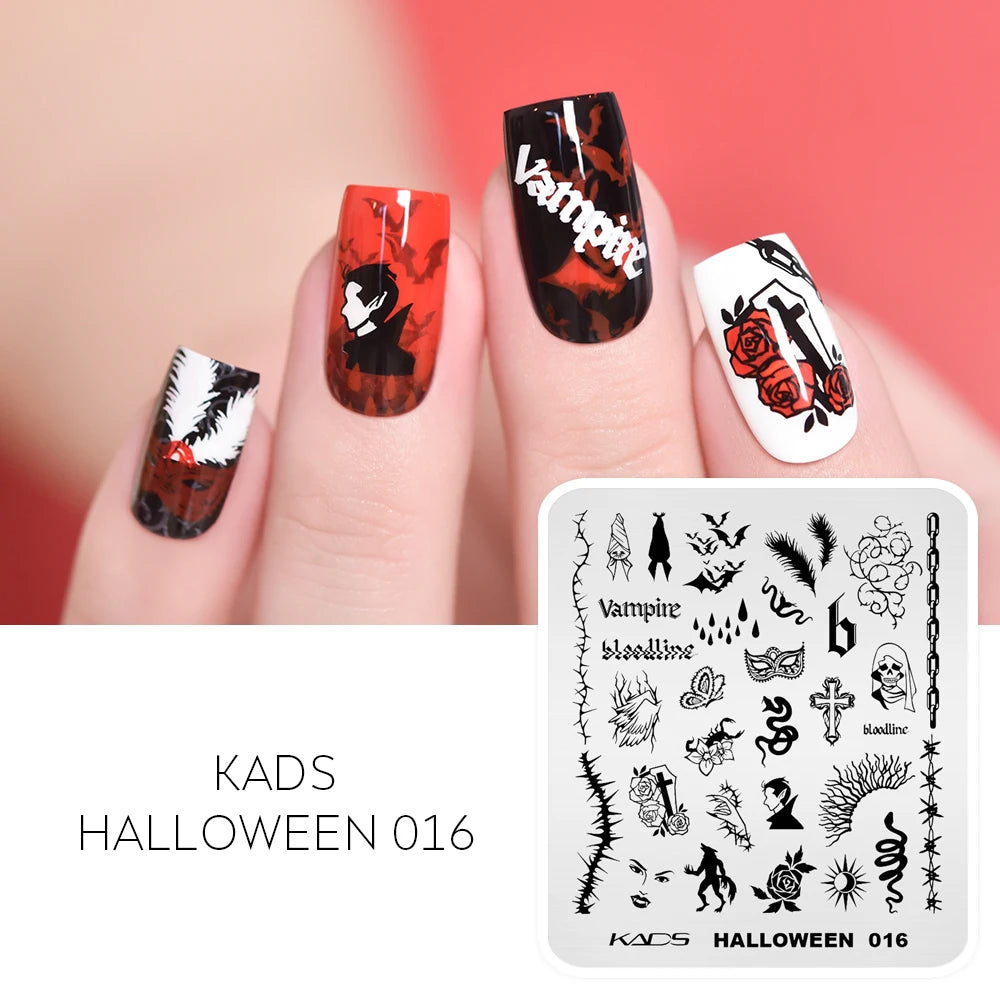Halloween Nail Stamping Plate – Skull, Bat & Pumpkin Nail Art Designs