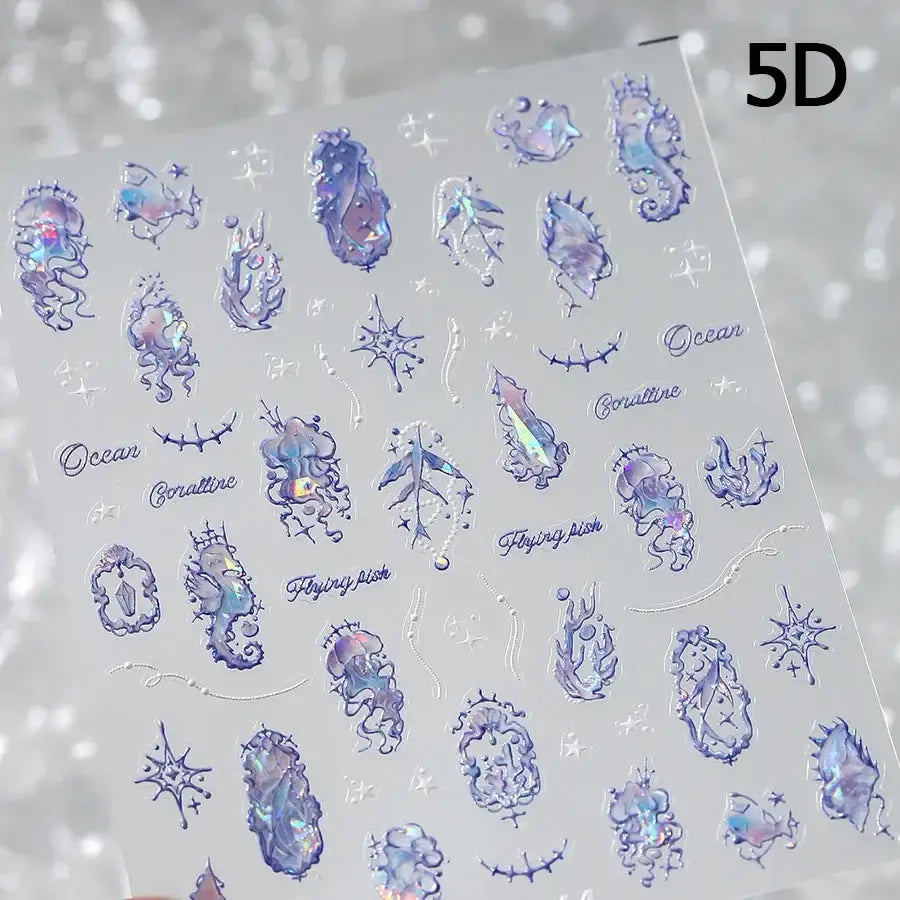 Cute Dolphin & Goldfish Jelly Nail Stickers
