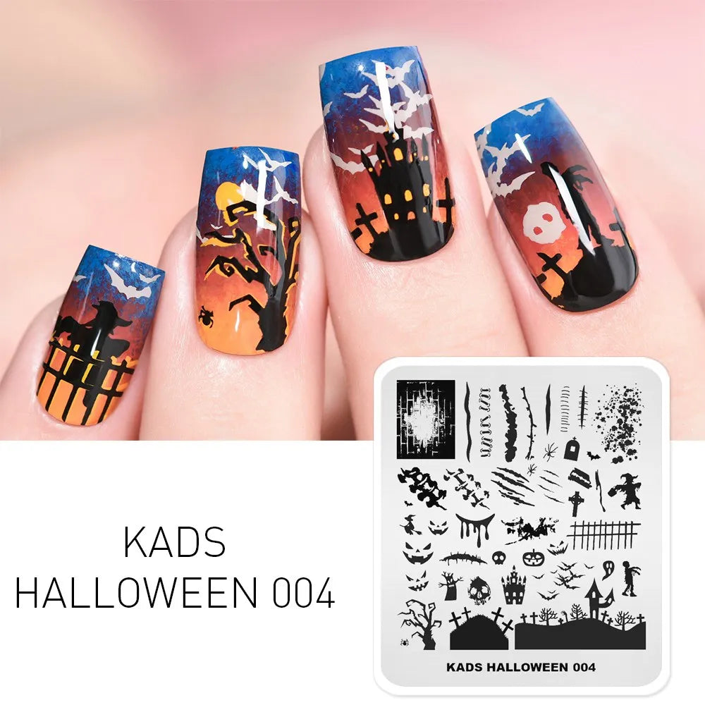Halloween Nail Stamping Plate – Skull, Bat & Pumpkin Nail Art Designs