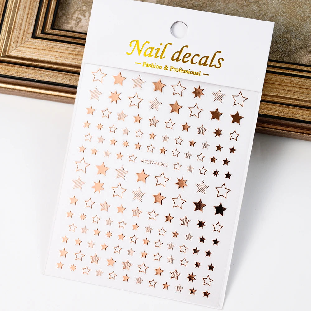 1pcs Star-Themed 3D Glitter Nail Stickers – Anime Rectangle DIY Nail Art Decals