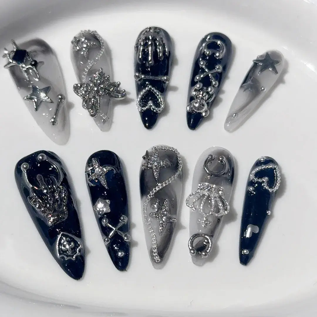 Spiderweb Press-On Nails set for Halloween nail art, glue-free and reusable