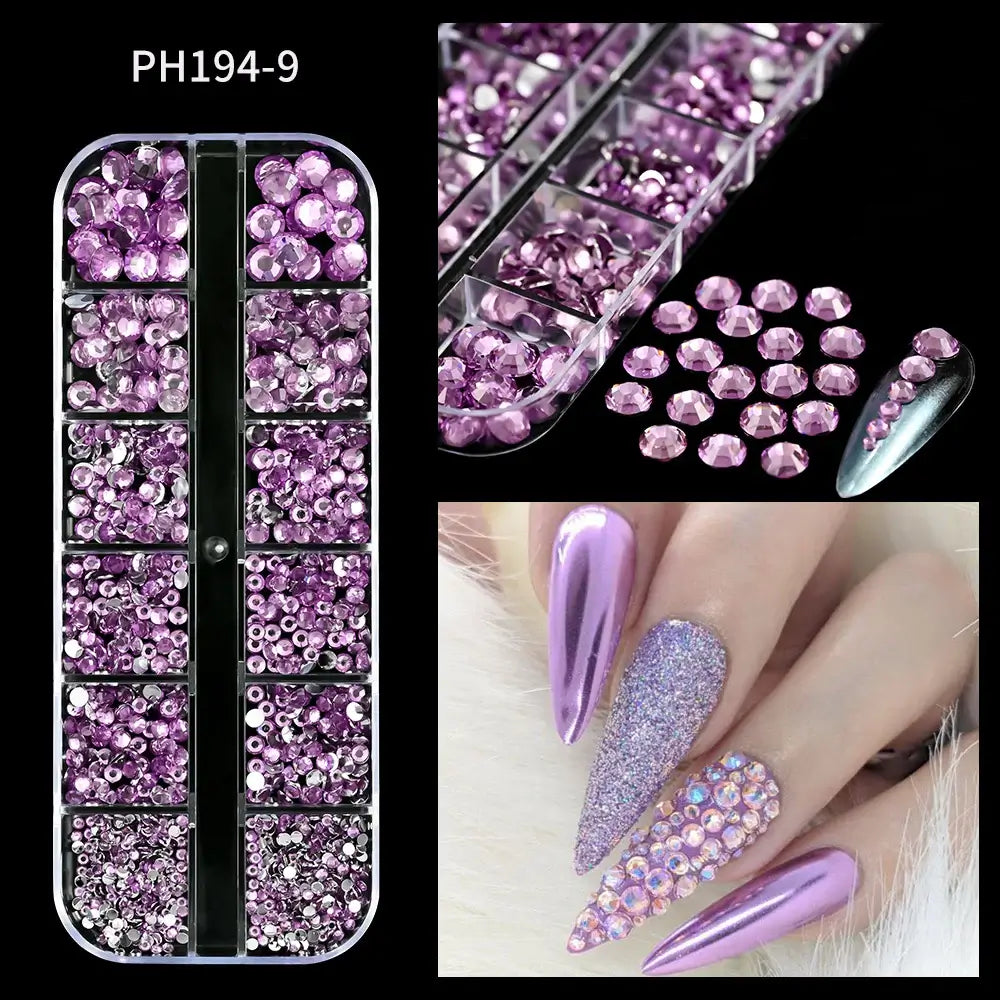 Crystal Nail Rhinestones 12 Grid - Mixed Shapes & Sizes