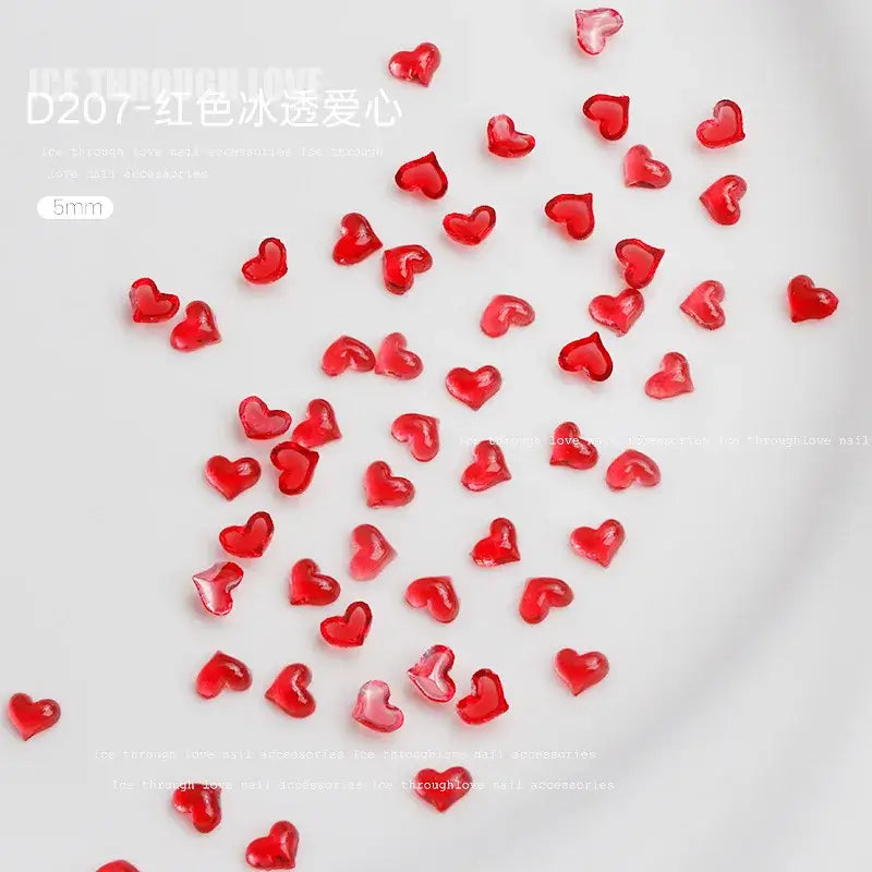 3D Transparent Heart Nail Charms – Love Design