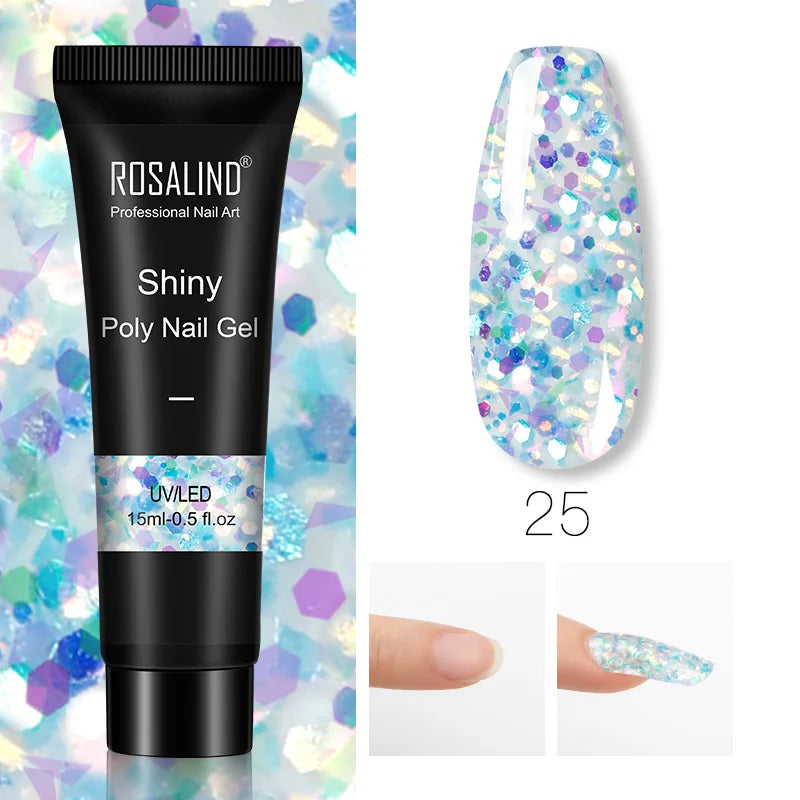 ROSALIND Glitter Poly Gel Nail Extension – 15ml