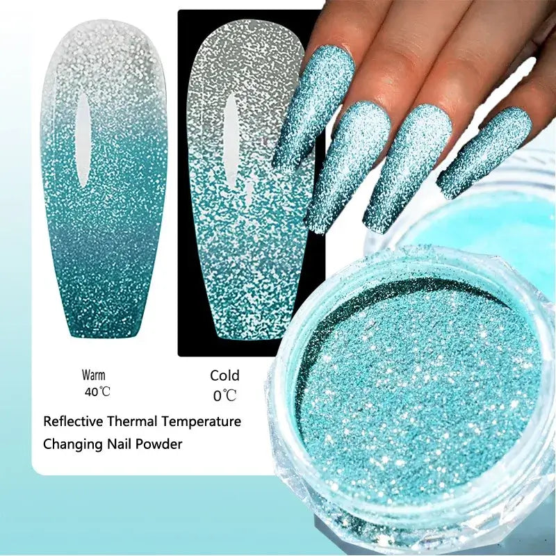 Thermal Temperature Changing Nail Powder – Reflective Chrome Glitter