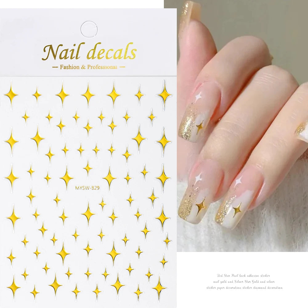 1pcs Star-Themed 3D Glitter Nail Stickers – Anime Rectangle DIY Nail Art Decals