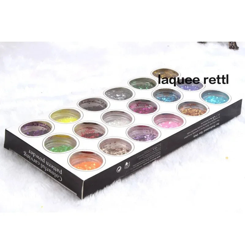 18-Color Metal Nail Art Sequin Set – Big Hexagon Glitter for DIY Manicure