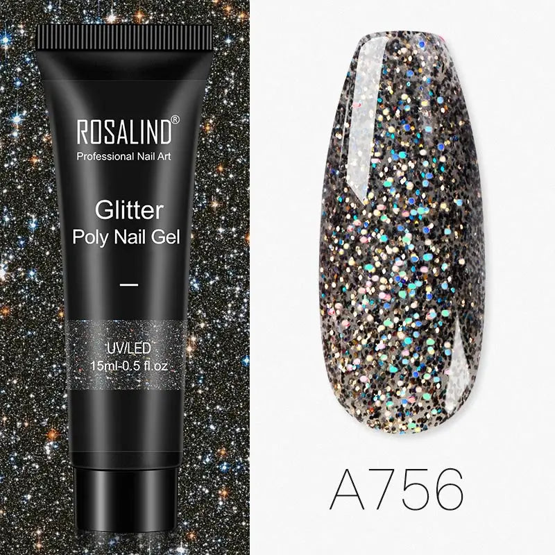 ROSALIND Glitter Poly Gel Nail Extension – 15ml