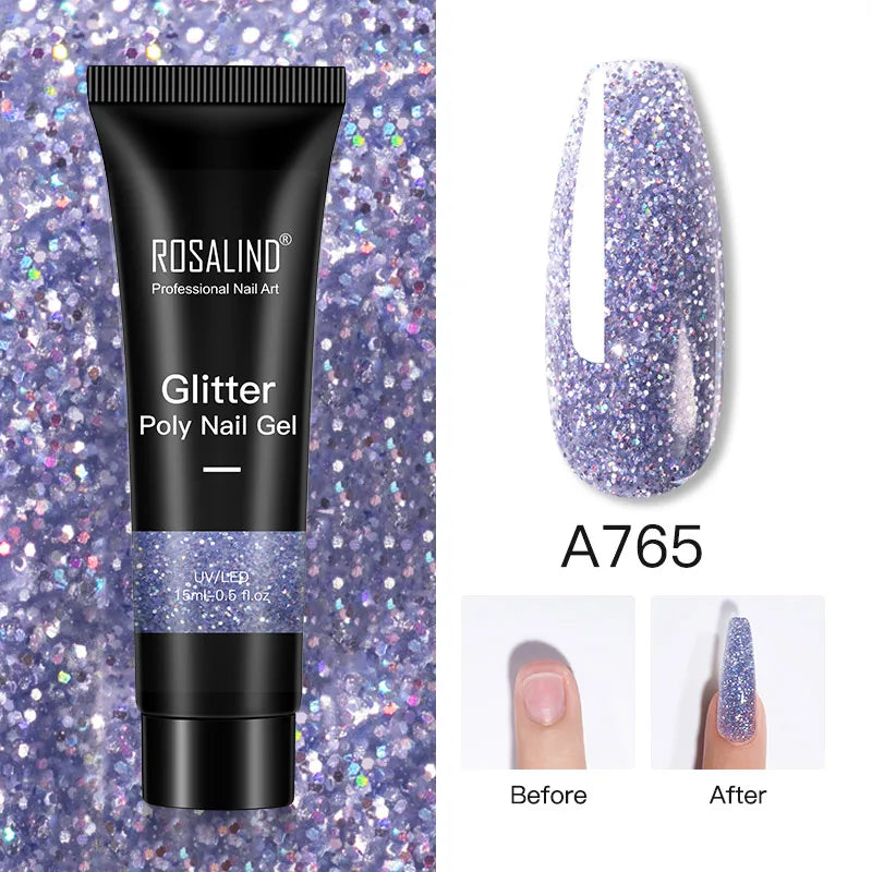 ROSALIND Glitter Poly Gel Nail Extension – 15ml