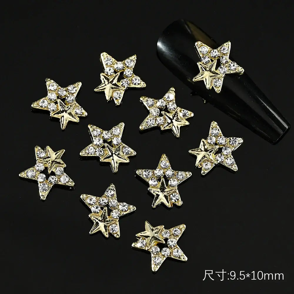 10Pcs Alloy Enamel Bee Design 3D Nail Charms
