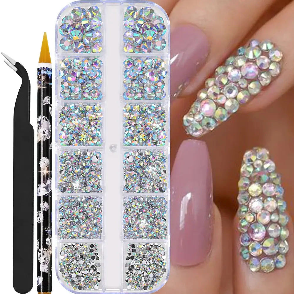 Crystal Nail Rhinestones 12 Grid - Mixed Shapes & Sizes