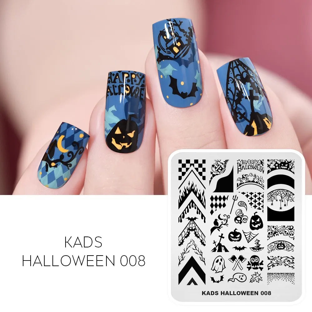 Halloween Nail Stamping Plate – Skull, Bat & Pumpkin Nail Art Designs