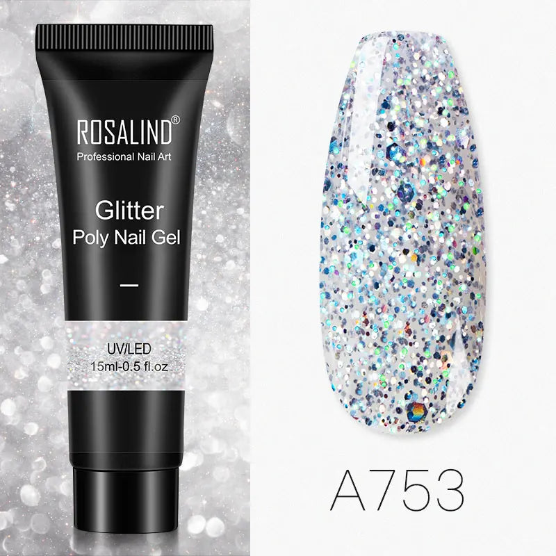 ROSALIND Glitter Poly Gel Nail Extension – 15ml