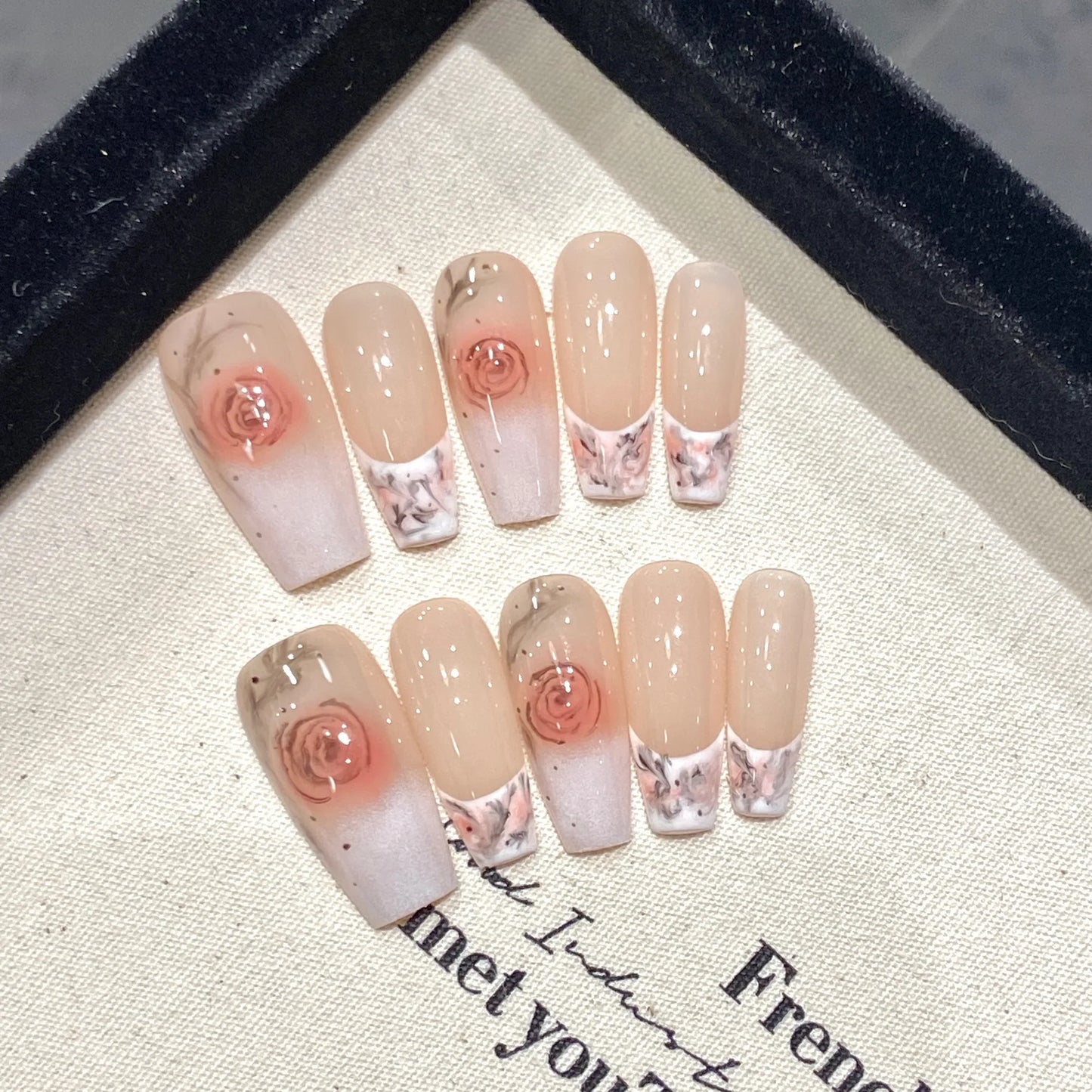 Champagne French Press On Nails | Pink Cat's Eye Gradient