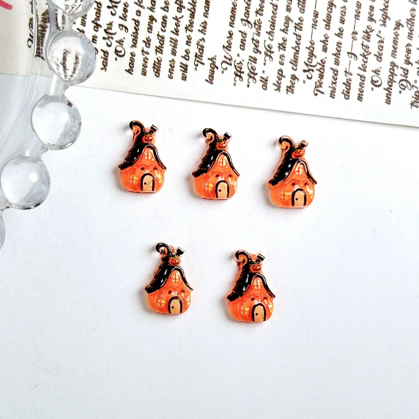 3D Halloween Resin Nail Charms – Ghost, Pumpkin, Cat, House
