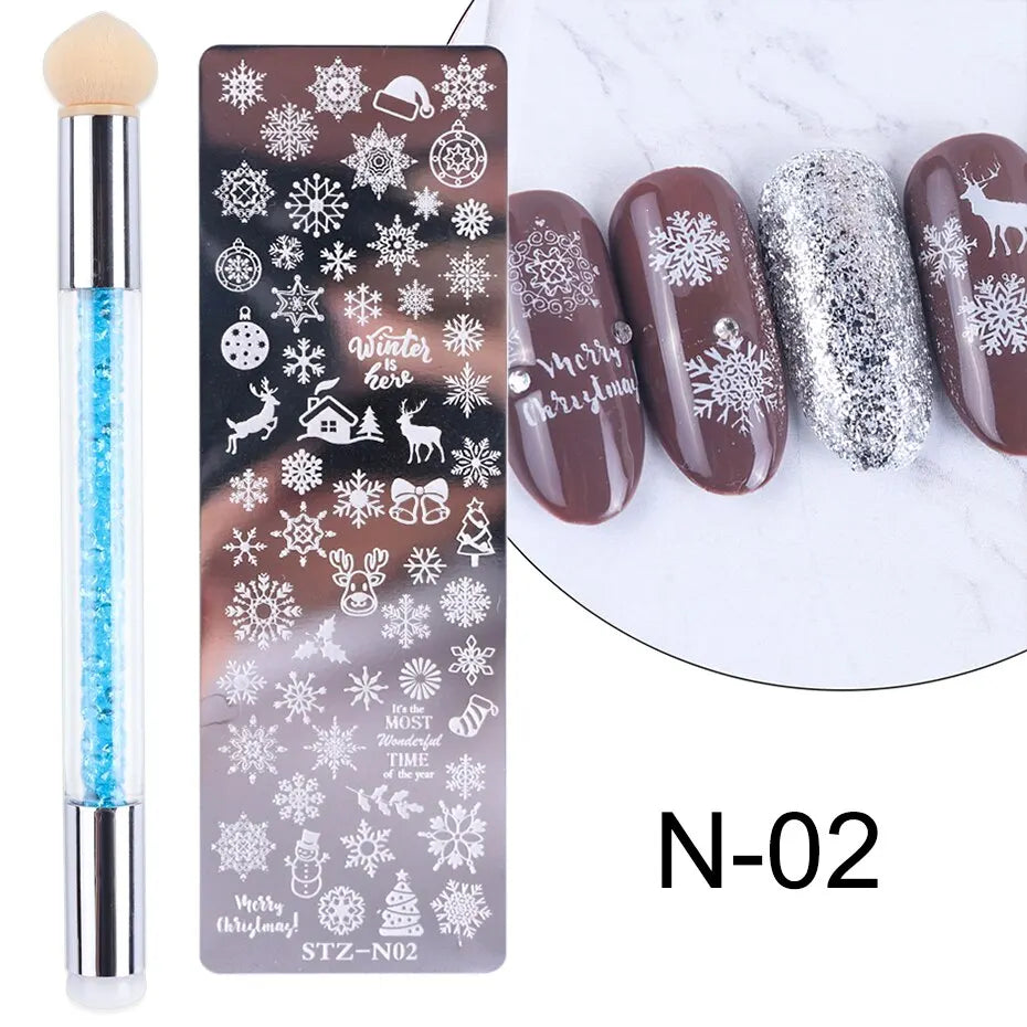 Nail Stamping Plates Set – Silicone Stamper & Brush Kit