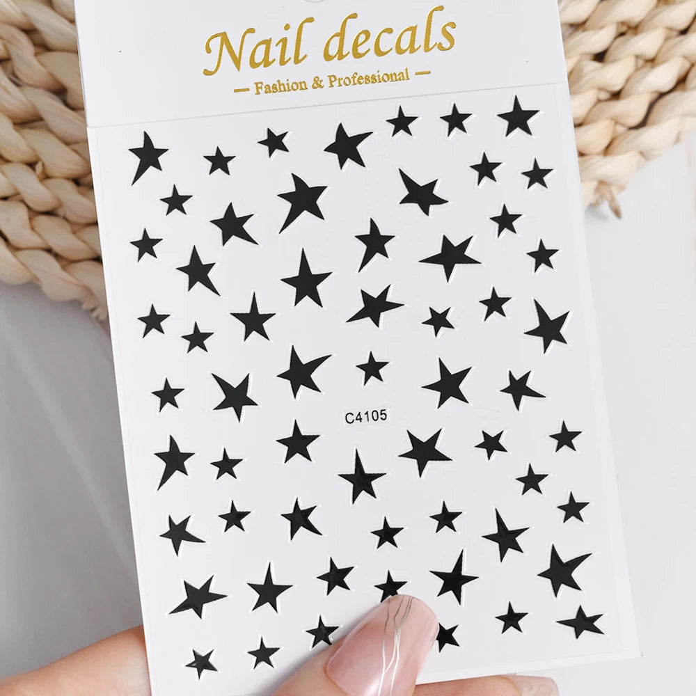 1pcs Star-Themed 3D Glitter Nail Stickers – Anime Rectangle DIY Nail Art Decals