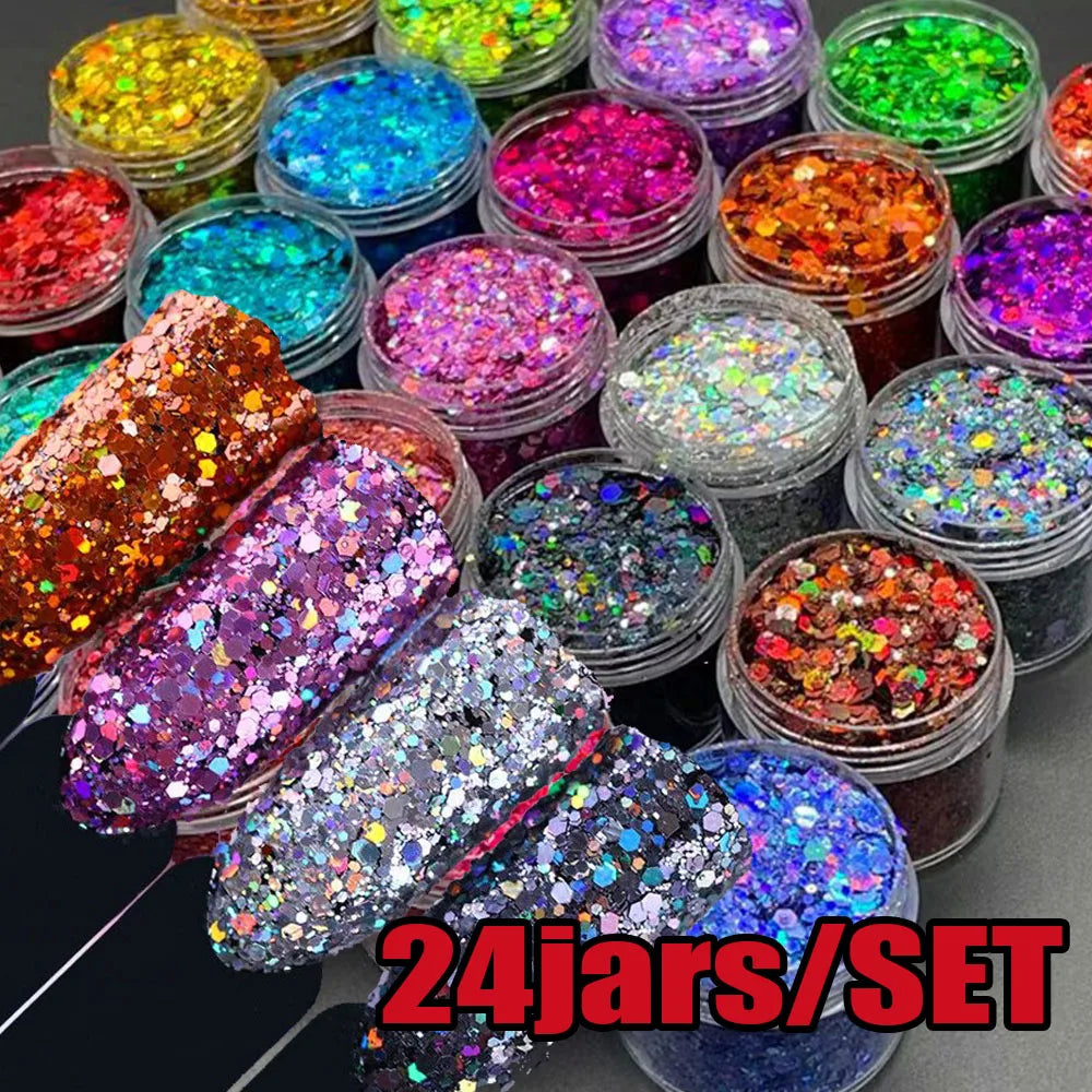 Velvet Nail Art Powder – 24 Colors 3D Flocking Powder Set