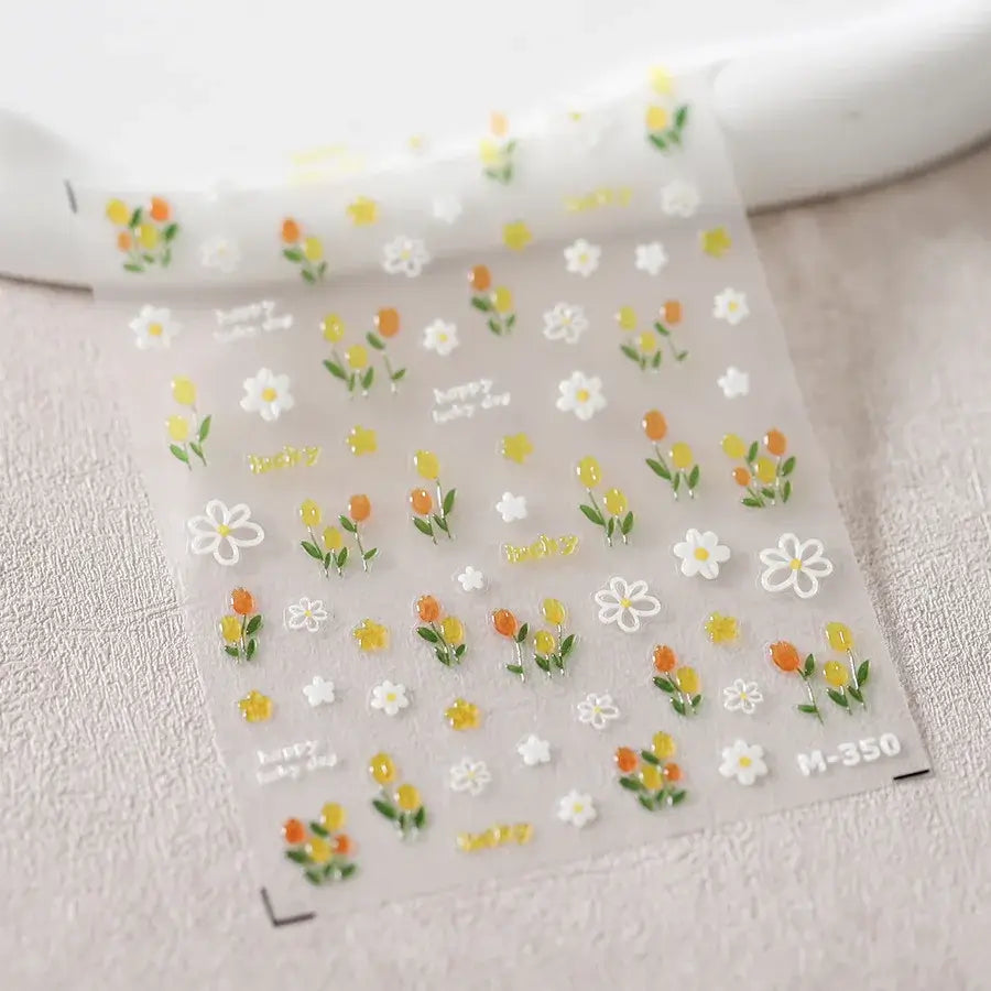 5D Flower Nail Art Stickers for DIY Manicure