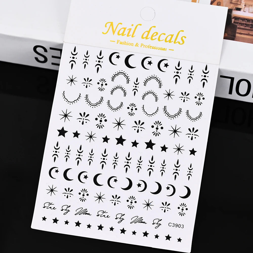1pcs Star-Themed 3D Glitter Nail Stickers – Anime Rectangle DIY Nail Art Decals