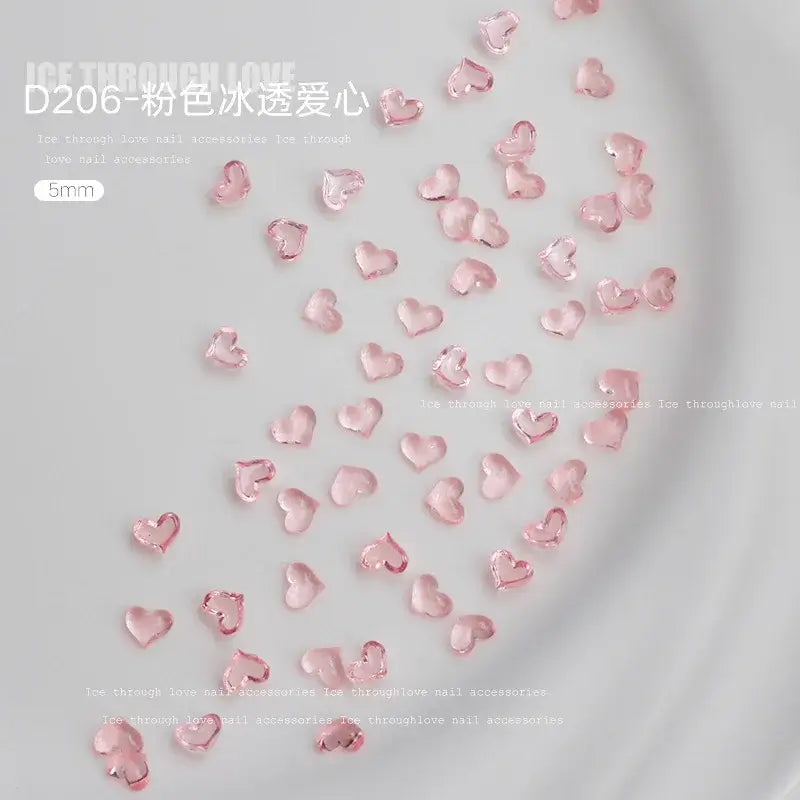 3D Transparent Heart Nail Charms – Love Design