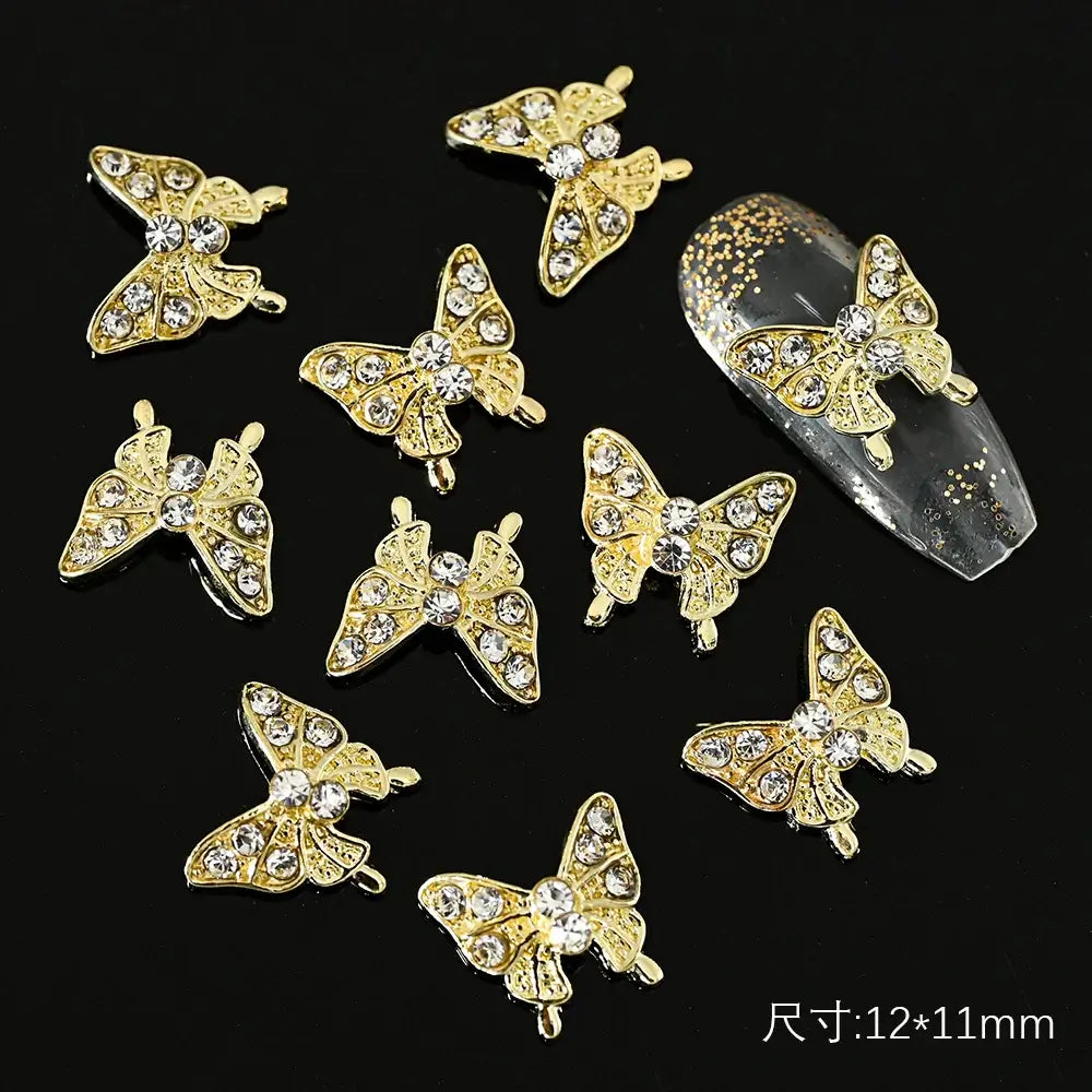 10Pcs Alloy Enamel Bee Design 3D Nail Charms