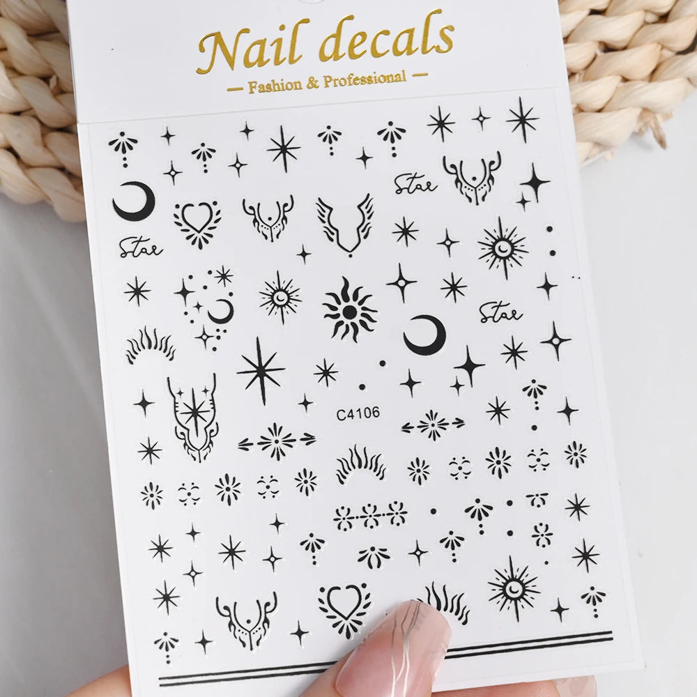 1pcs Star-Themed 3D Glitter Nail Stickers – Anime Rectangle DIY Nail Art Decals
