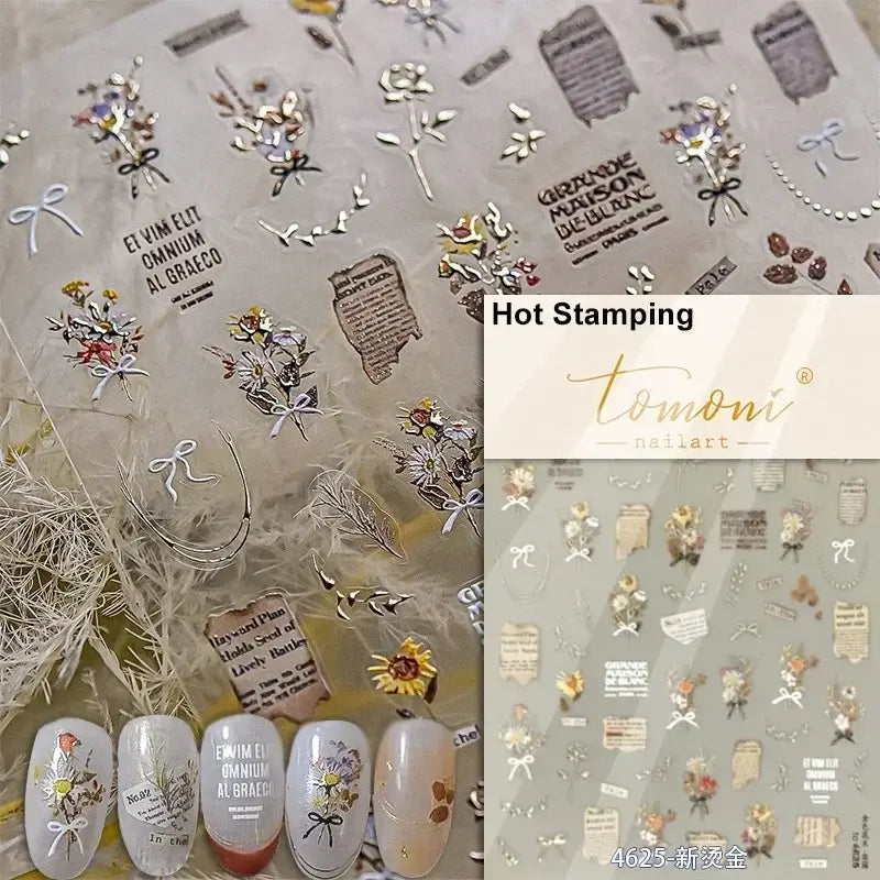 5D Flower Nail Art Stickers for DIY Manicure