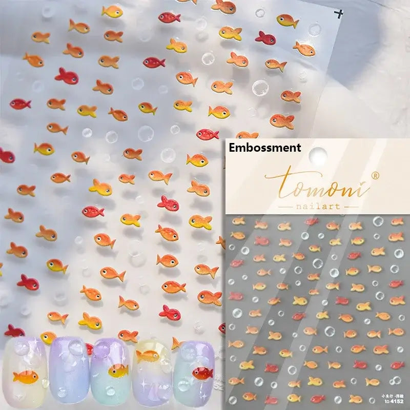 Cute Dolphin & Goldfish Jelly Nail Stickers