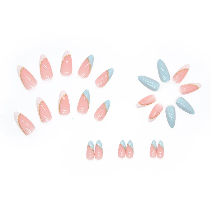 24 Long Almond Press-On Nails – Fake Nails with Glue & Nail File