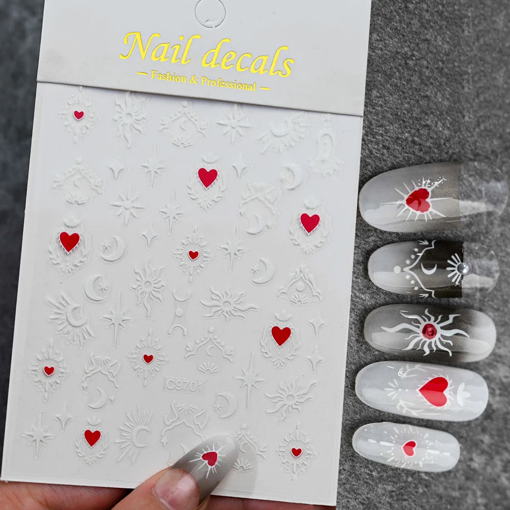 1pc Y2K Silver & Gold Star Nail Art Stickers – Glossy Laser Starlight Decal for Easy Nail Art